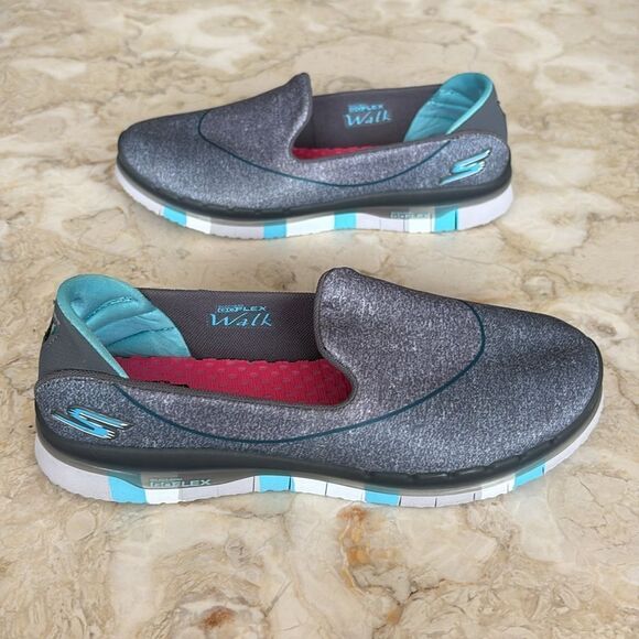 Skechers Performance Women's Go Flex Slip-On Walking Shoe Charcoal/Blue - Picture 6 of 13